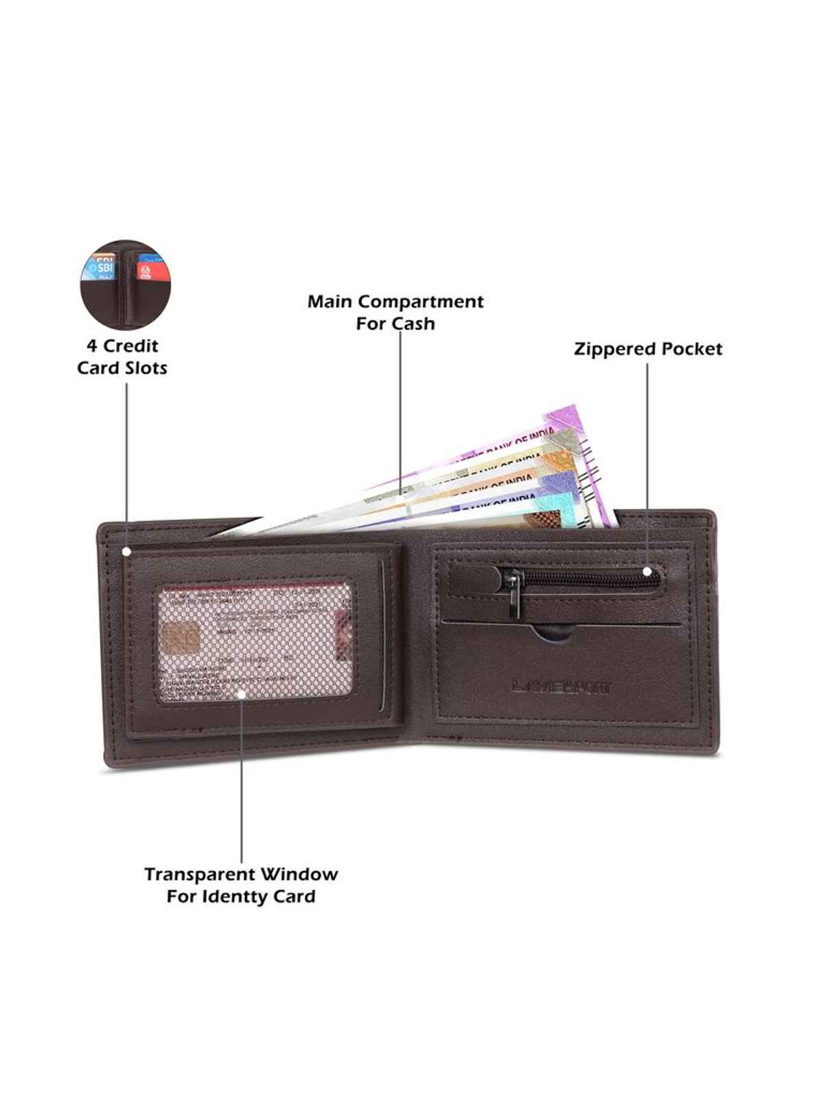 Lavie Sport James Men's Wallet | 5 Card Slots | Biofold Wallet | Synthetic Leather | Purse - Tan