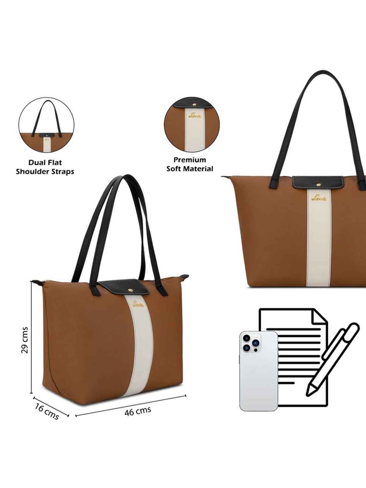 Lavie Women's Colourblock Vincy Tote Handbag | Tan