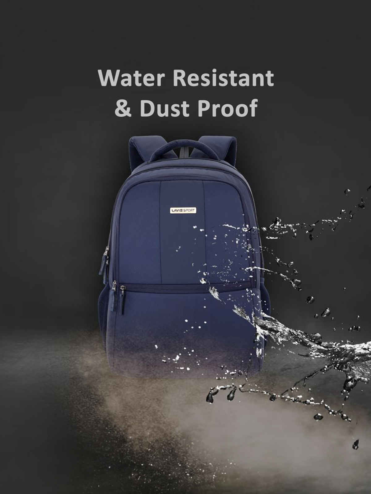 Lavie Sport Unisex Solid Polyester Laptop Backpack | Navy | M | (31.5 x 19 x 47 cm)