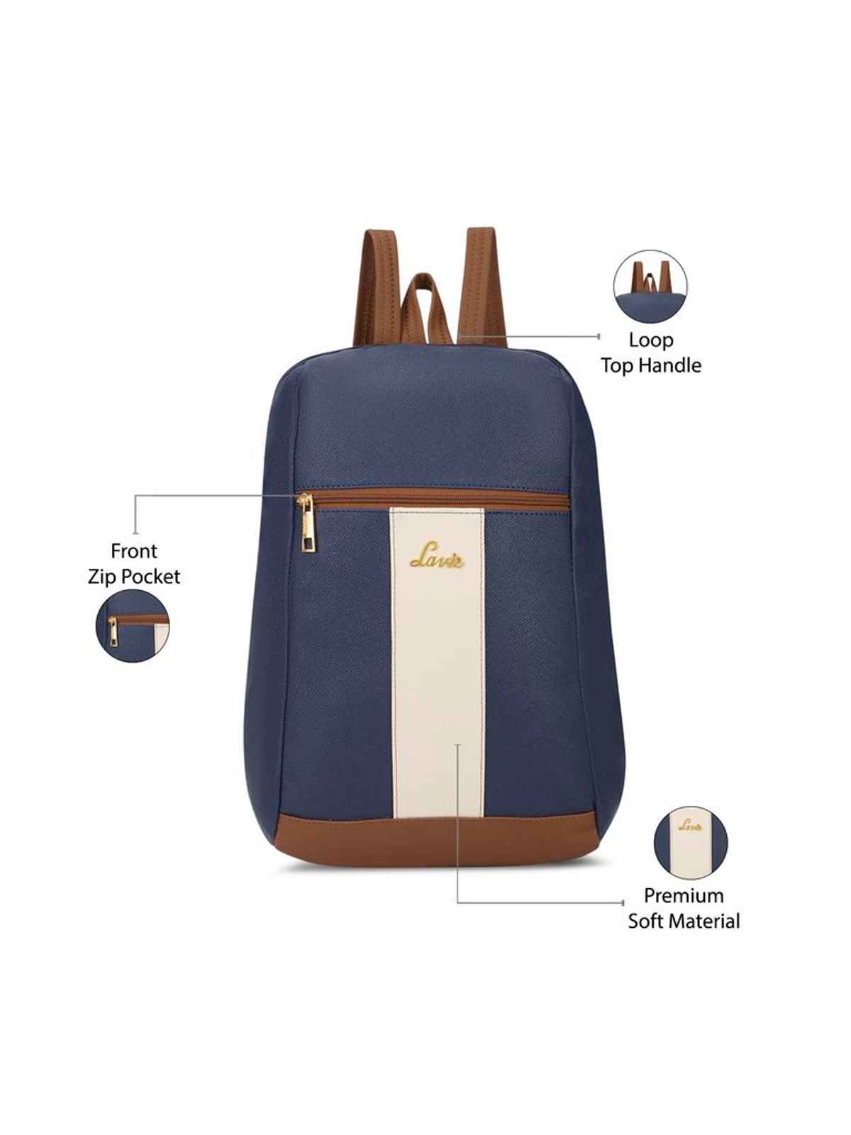 Lavie Women's Colourblock Cobie Fashion Backpack for | Shoulder Bag | Navy