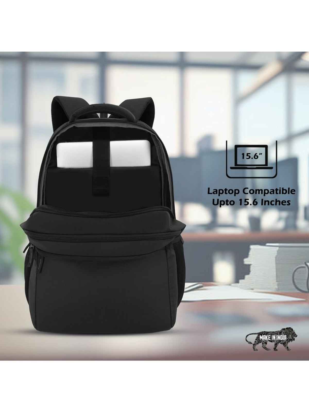 Lavie Sport Unisex Solid Polyester 28 L Padded Grab Handle Laptop Backpack | Black - 15.6 Inches