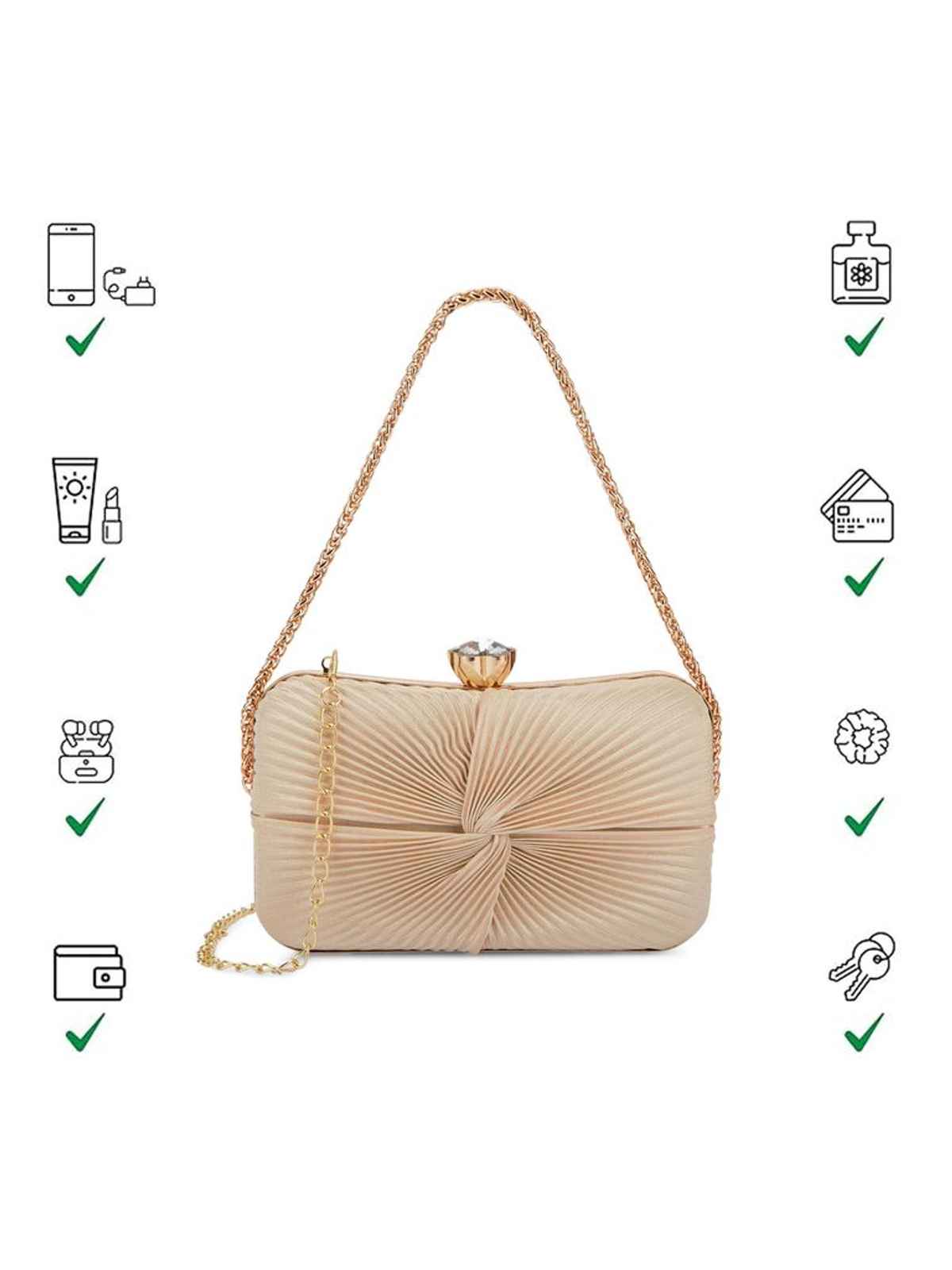 Lavie Women's Ruby Knot Framed Clutch | Ladies Purse | Small | Rose Gold