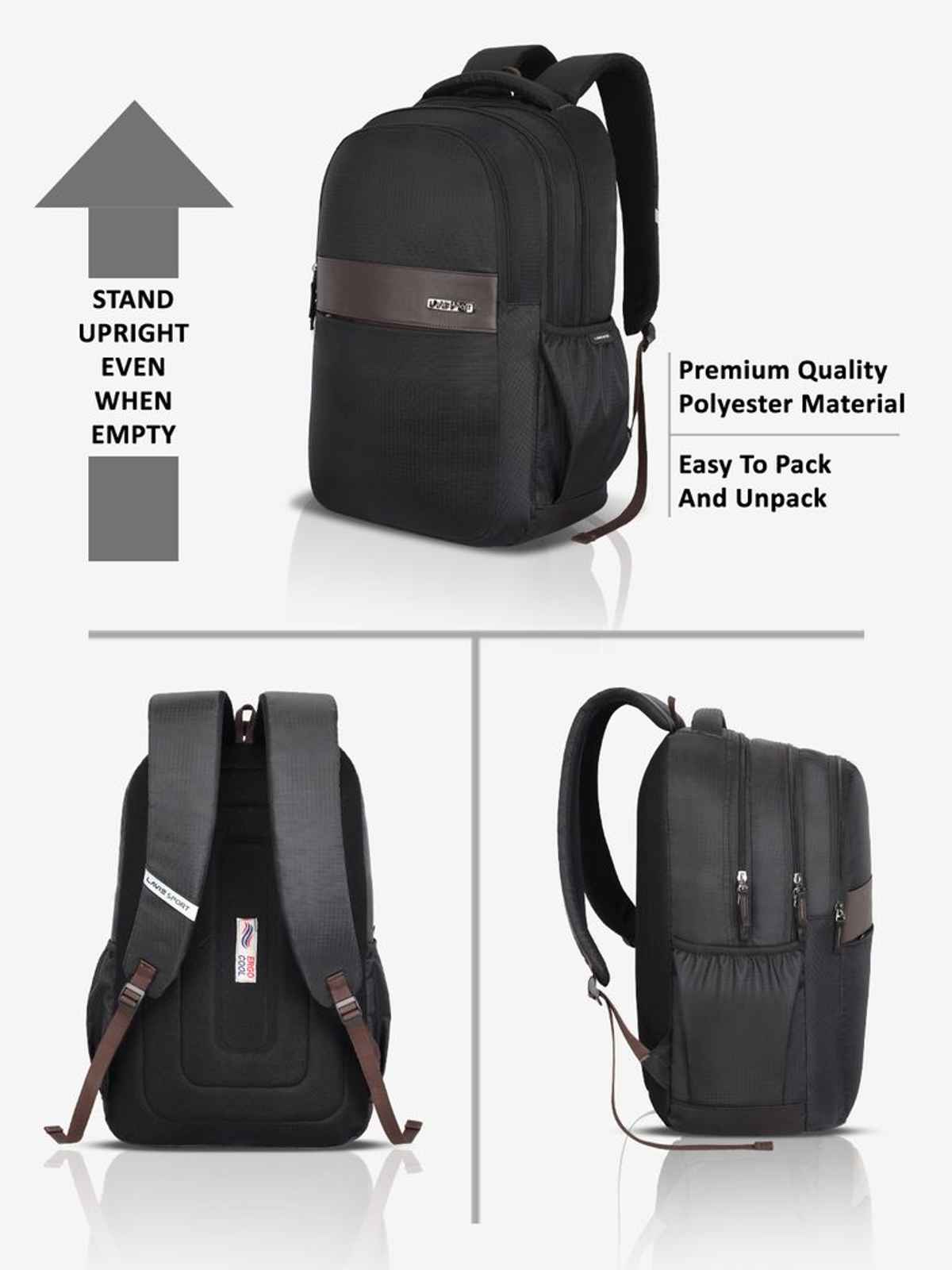 Lavie Sport Nexus Laptop Backpack | Black - 35L