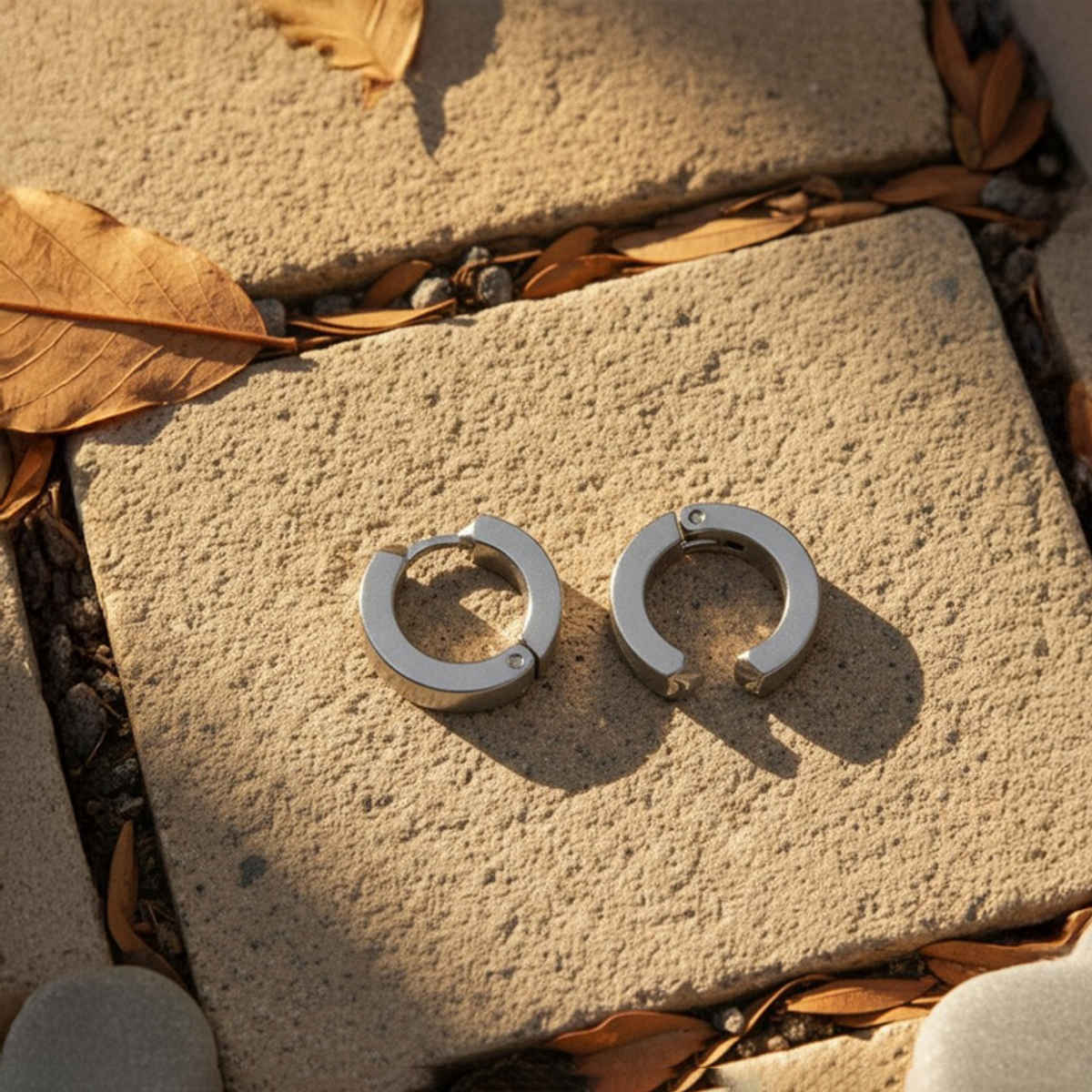 The Opal Factory All Seasons Men's Earrings | Press on Bali | Earrings-036 | Silver