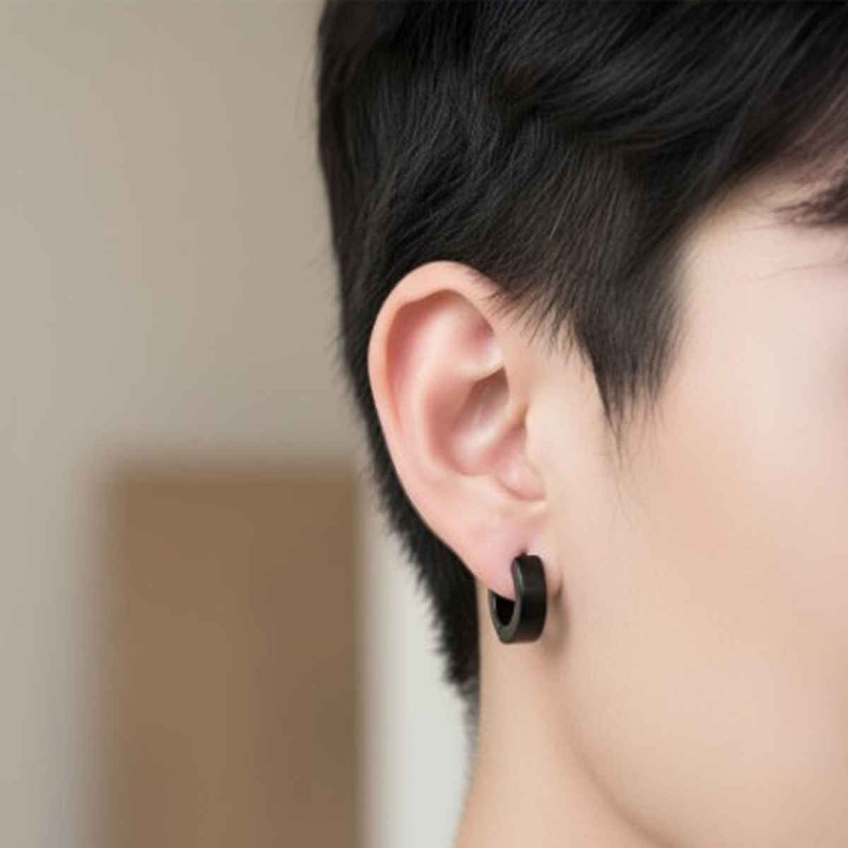 The Opal Factory All Seasons Men's Earrings | Press on Bali | Earrings-037 | Black