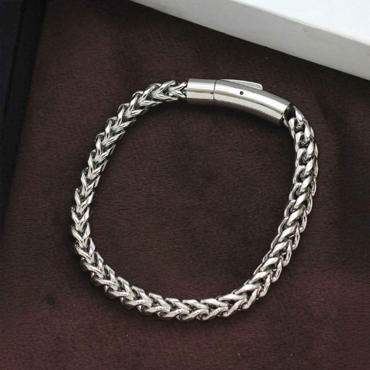 The Opal Factory All Seasons Men's Bracelets | Flexible Chain Bracelet | Bangle-301 | Silver