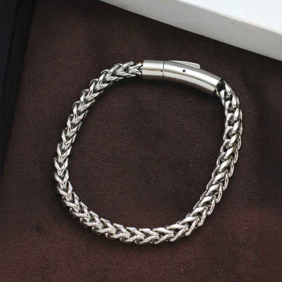 The Opal Factory All Seasons Men's Bracelets | Flexible Chain Bracelet | Bangle-301 | Silver