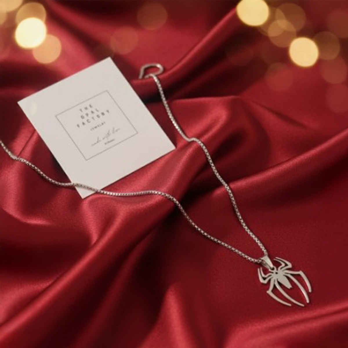 The Opal Factory Men's Jewelry Spider Pendant with Chain | Necklace-121 | Silver