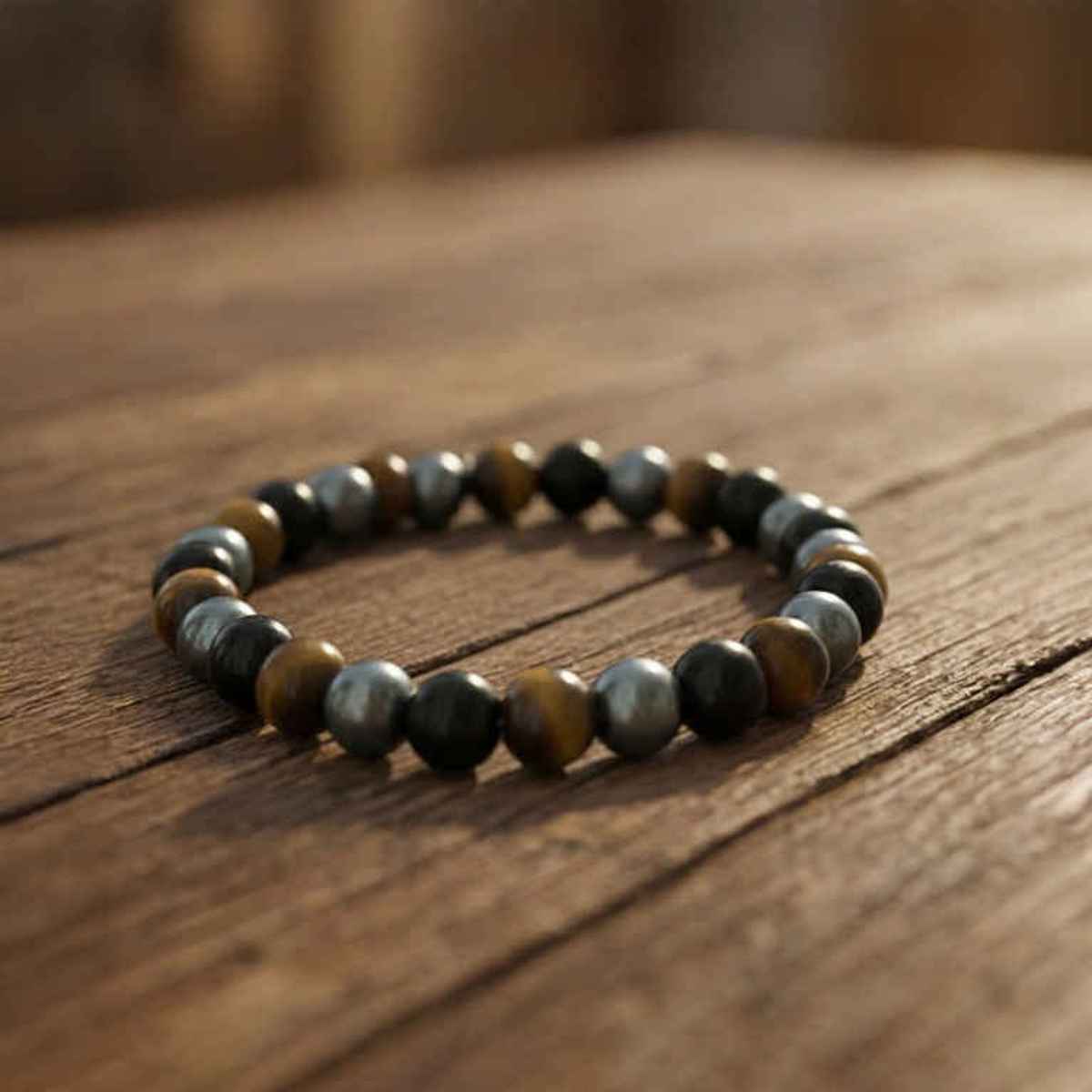 The Opal Factory All Seasons Men's Bracelets | Tiger Eye Flexible Bracelet | Bangle-298 | Brown