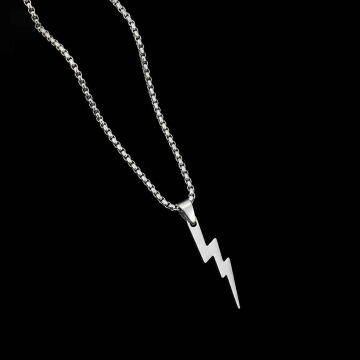 The Opal Factory Men's Jewelry Big Lightening Pendant Chain | Necklace-086 | Silver