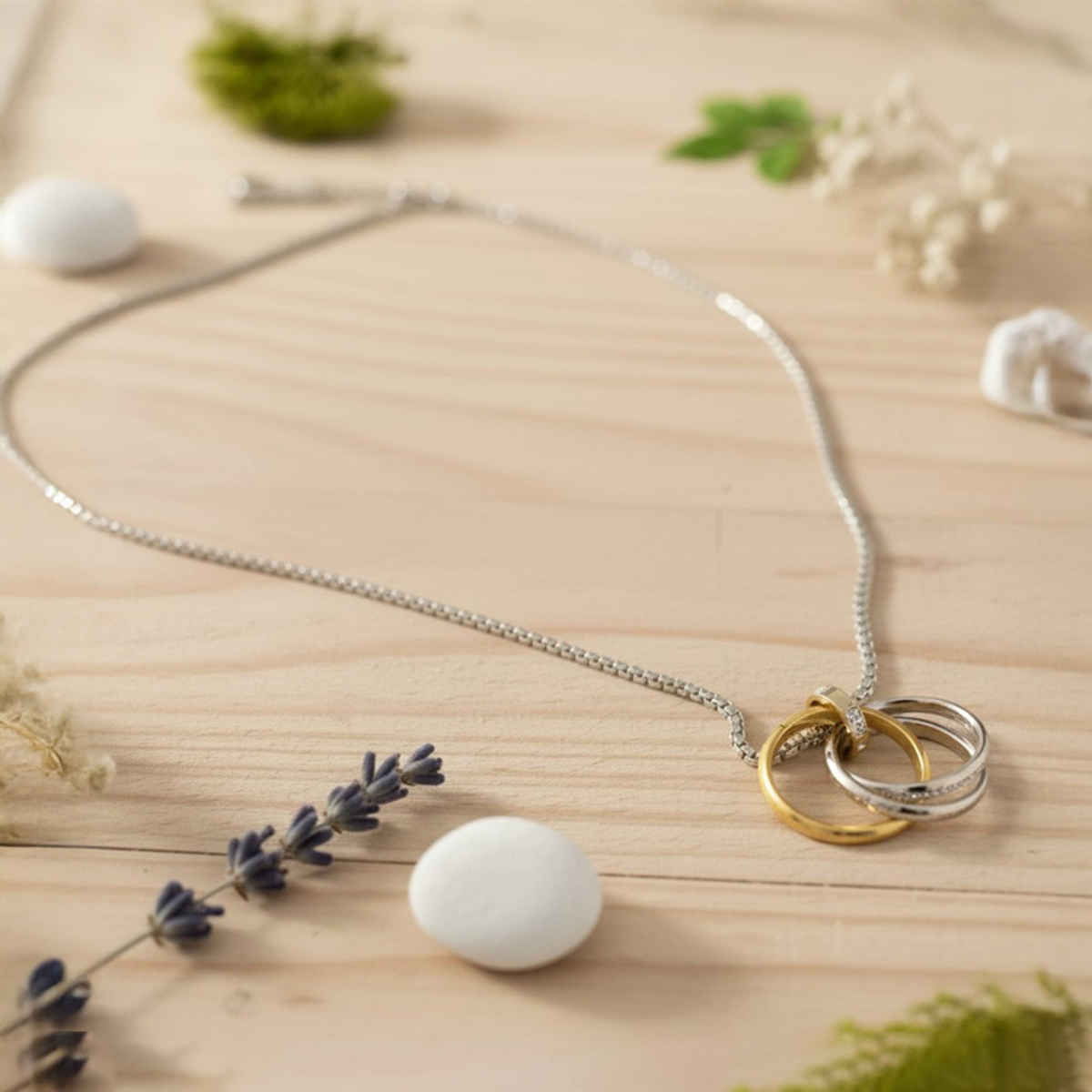 The Opal Factory Men's Jewelry Circle in Circle Pendant Chain | Necklace-092 | Silver