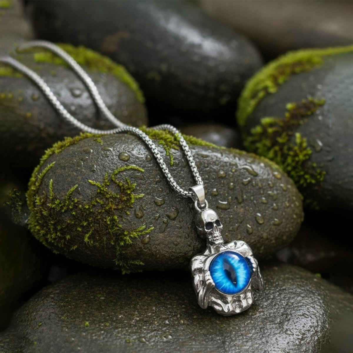 The Opal Factory Men's Jewelry Evil Eye Gothic Skeleton/Skull Pendant with Chain | Necklace-116