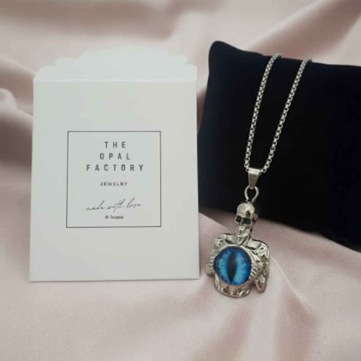 The Opal Factory Men's Jewelry Evil Eye Gothic Skeleton/Skull Pendant with Chain | Necklace-116