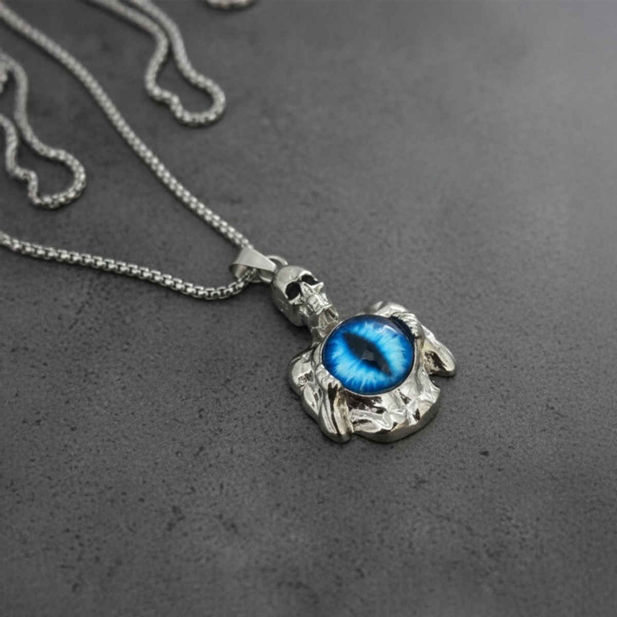 The Opal Factory Men's Jewelry Evil Eye Gothic Skeleton/Skull Pendant with Chain | Necklace-116