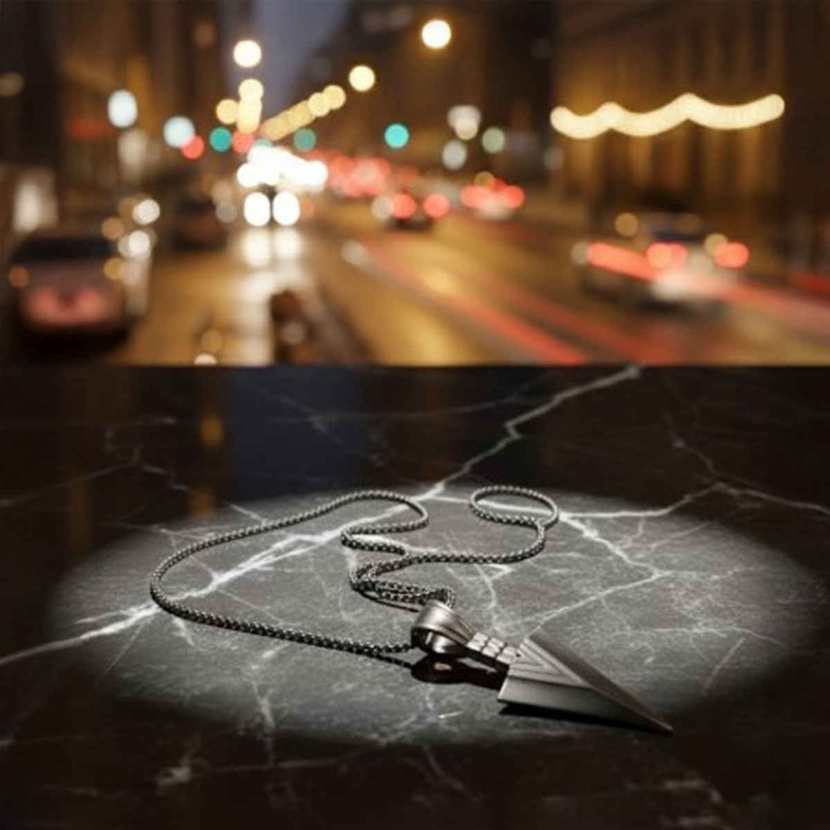 The Opal Factory Men's Jewelry Arrow Pendant Small with Chain | Necklace-101 | Black