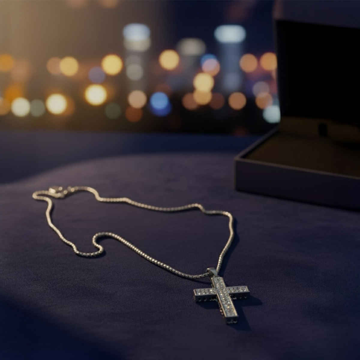 The Opal Factory Men's Jewelry Diamante Heavy Cross Pendant Chain | Necklace-090 | Silver