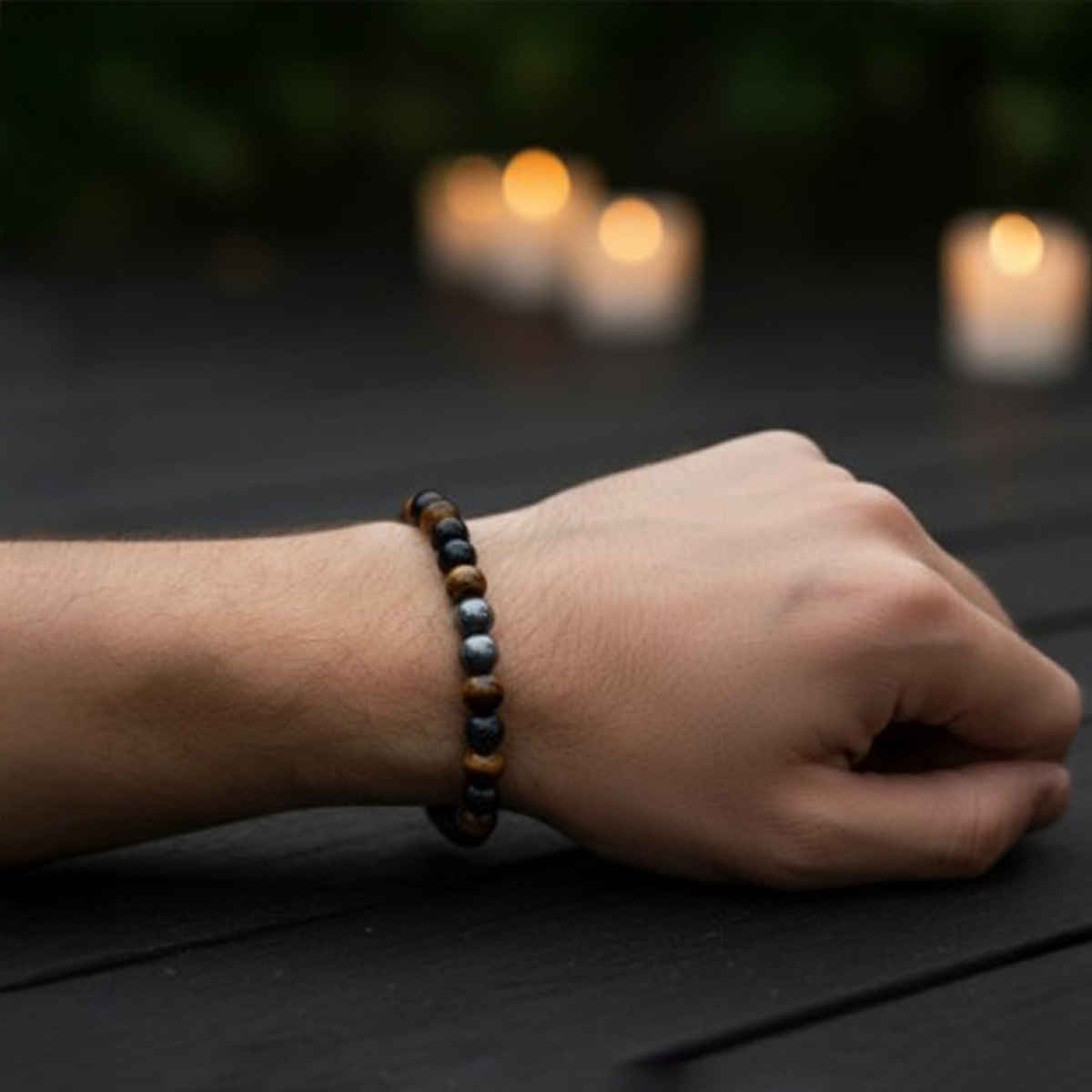 The Opal Factory All Seasons Men's Bracelets | Tiger Eye Flexible Bracelet | Bangle-298 | Brown