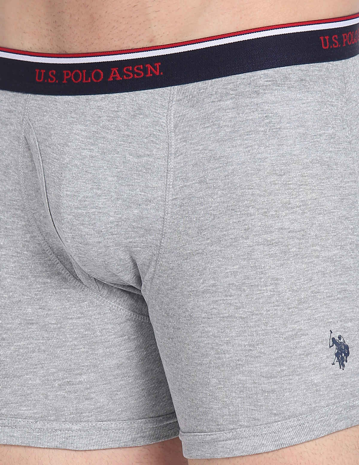 USPA Men Briefs - Pack of 3 Solid Cotton Trunks Black - Grey Melange & Navy - M