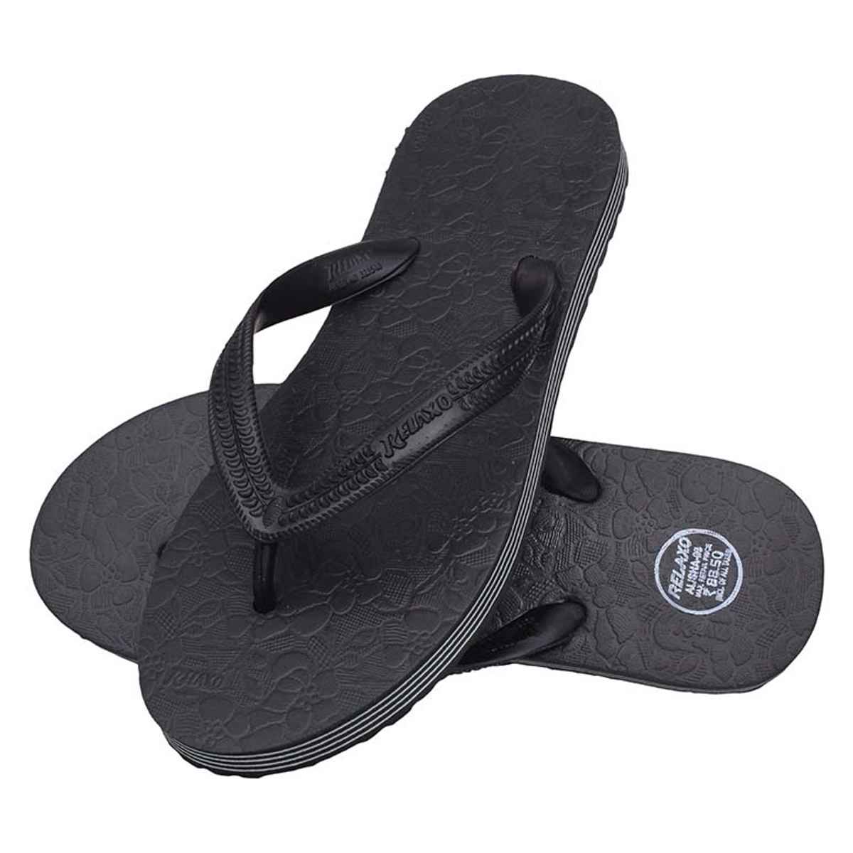 Relaxo Hawai Flip Flop Alisha 09 Black For Women | UK - 08