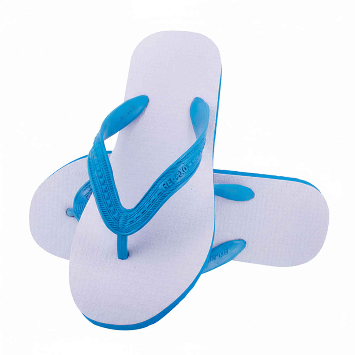 Relaxo Hawaii Women's Slippers | CUSHION-21 | White & Blue - UK 4
