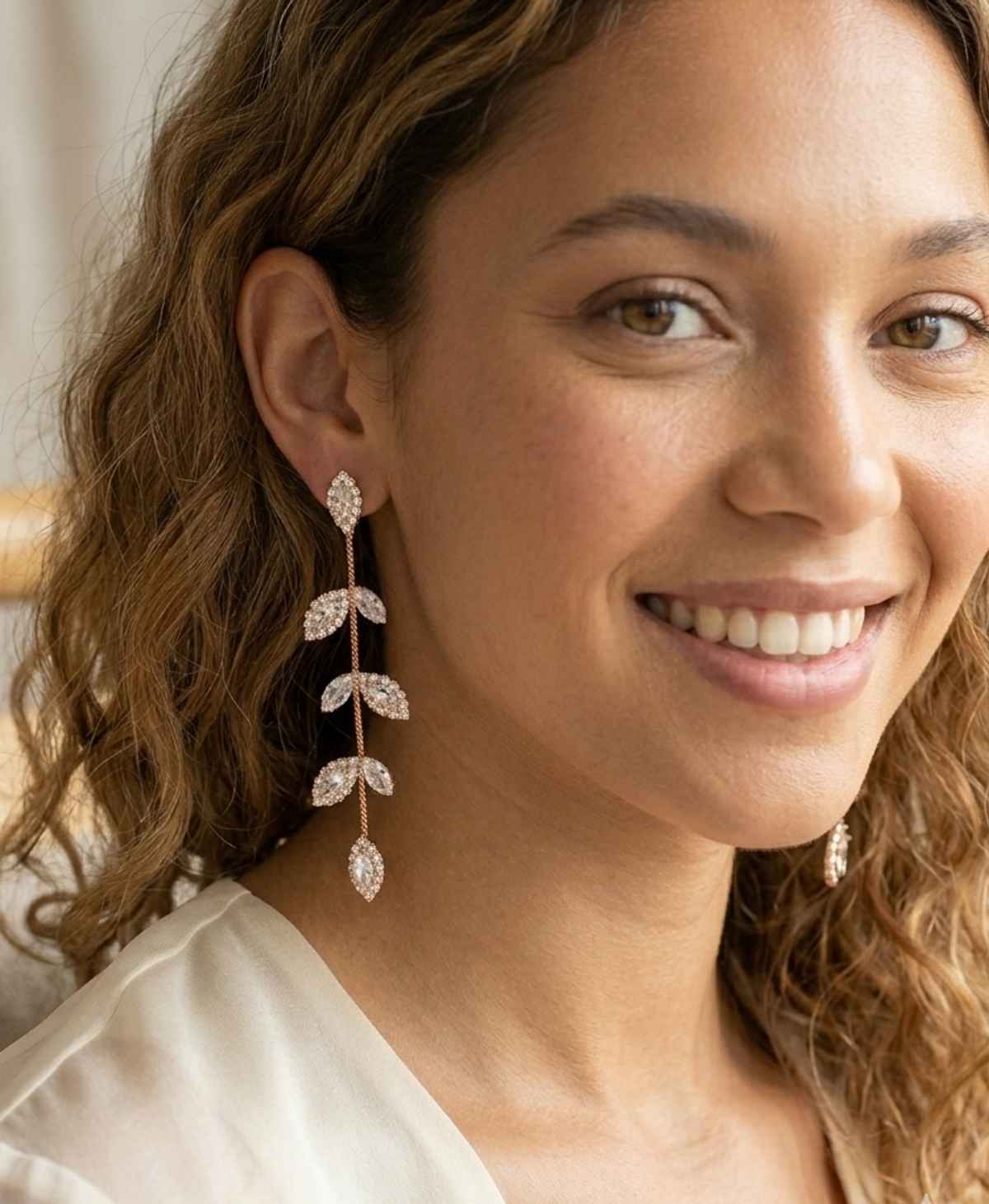 The Opal Factory Diamante Long Drop Earrings | Rose Gold | Gift Set