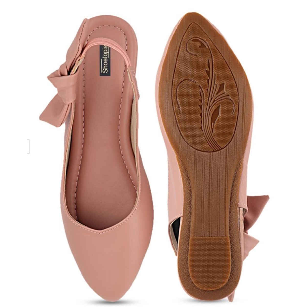 Shoetopia Casual Side Bow Detailed Pink Flat Belly For Women | UK 8