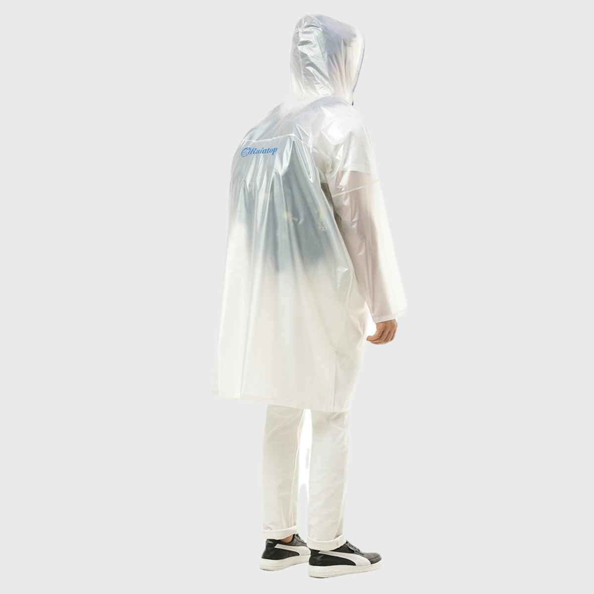 ZEEL Rain Poncho Hooded Coat One Size Suit for Men and Women with Adjustable Hood, White Free