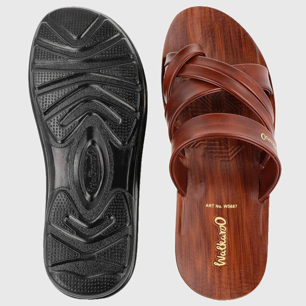 Walkaroo Men's Daily Wear Comfort Sandals - W5687 Dark Brown | UK11