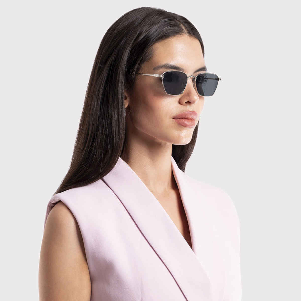 Voyage Unisex Geometric Metal Sunglasses | Black and Silver