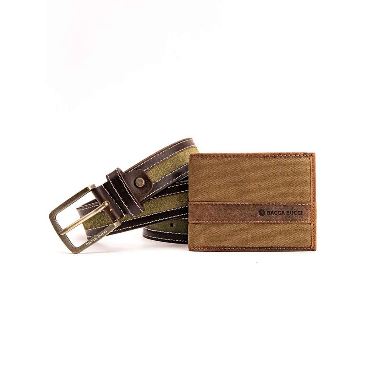 Bacca Bucci Men's Gift Set | Belt & Wallet | Brown - 36 Inches
