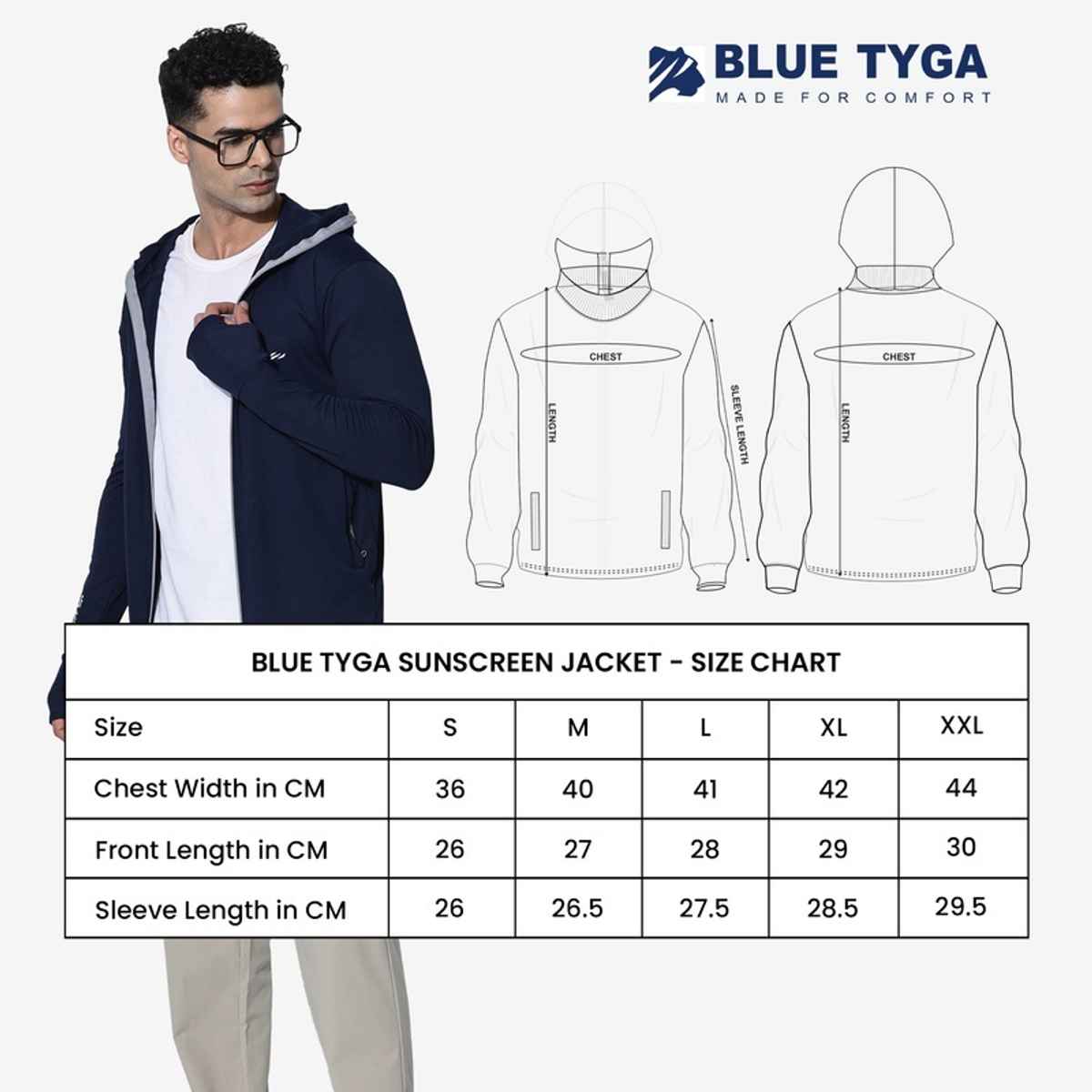 Blue Tyga Men's Sunscreen Jacket - Sje0002 | Navy | S