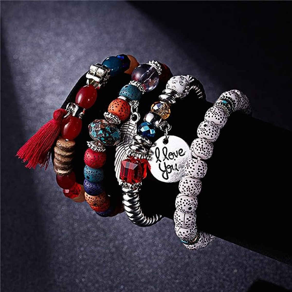 Shining Diva Fashion Latest Stylish Multilayer Bangle Bodhi Bracelet for Women and Girls | 15432b