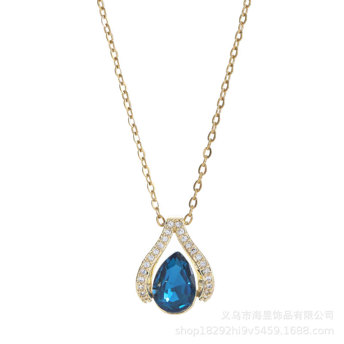 Beautynx Sapphire Teardrop Bloom Necklace | Gold | BNX-NK-0028