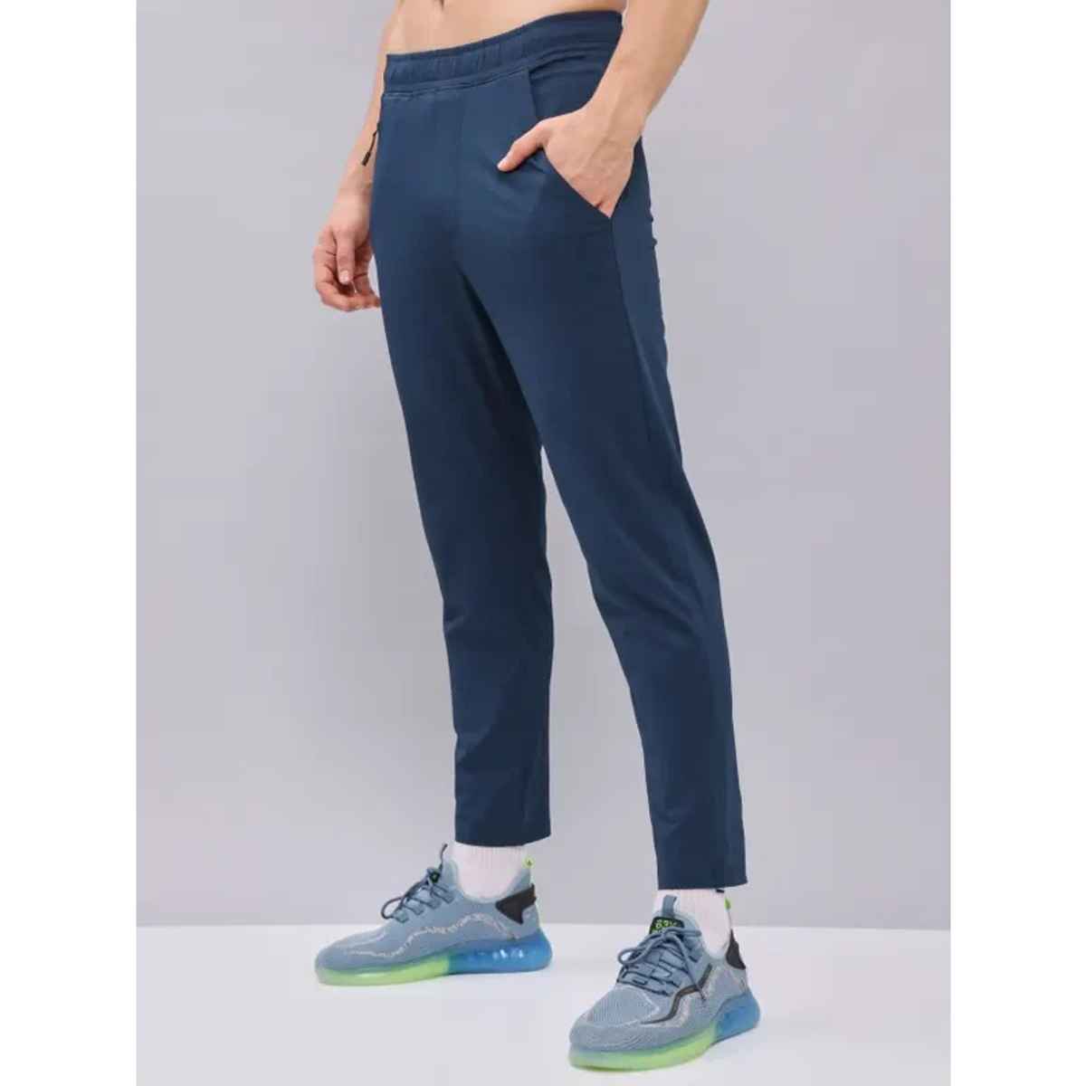 Technosport Men Poly Solid Relax Fit Sports Trackpants with ELASTO PLUS | Navy | XXL