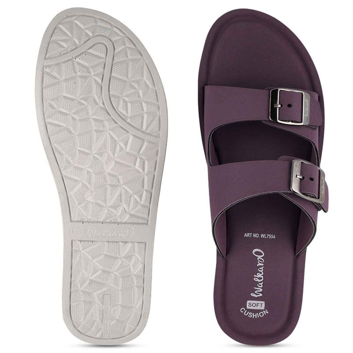Walkaroo Women's Daily Wear Comfort Sandals - WL7554 Purple | UK6