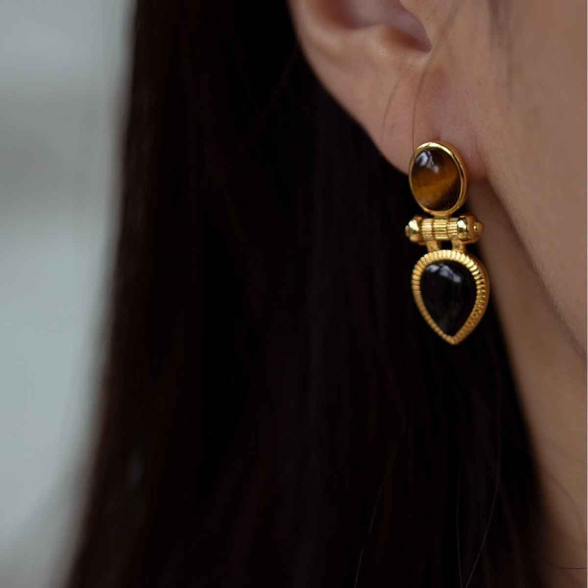 Just Lil Things Agate Stone Multicolor Pin Earrings | Jlt12364