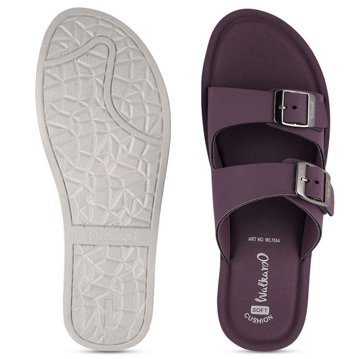 Walkaroo Women's Daily Wear Comfort Sandals - WL7554 Purple | UK7