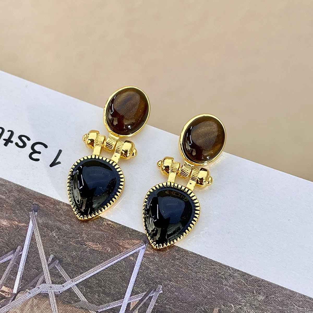 Just Lil Things Agate Stone Multicolor Pin Earrings | Jlt12364