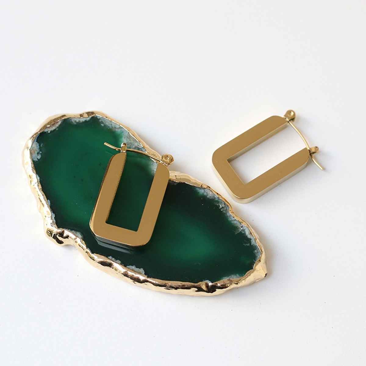 Just Lil Things Geometric Gold Square Hoop Earrings | jlt11680