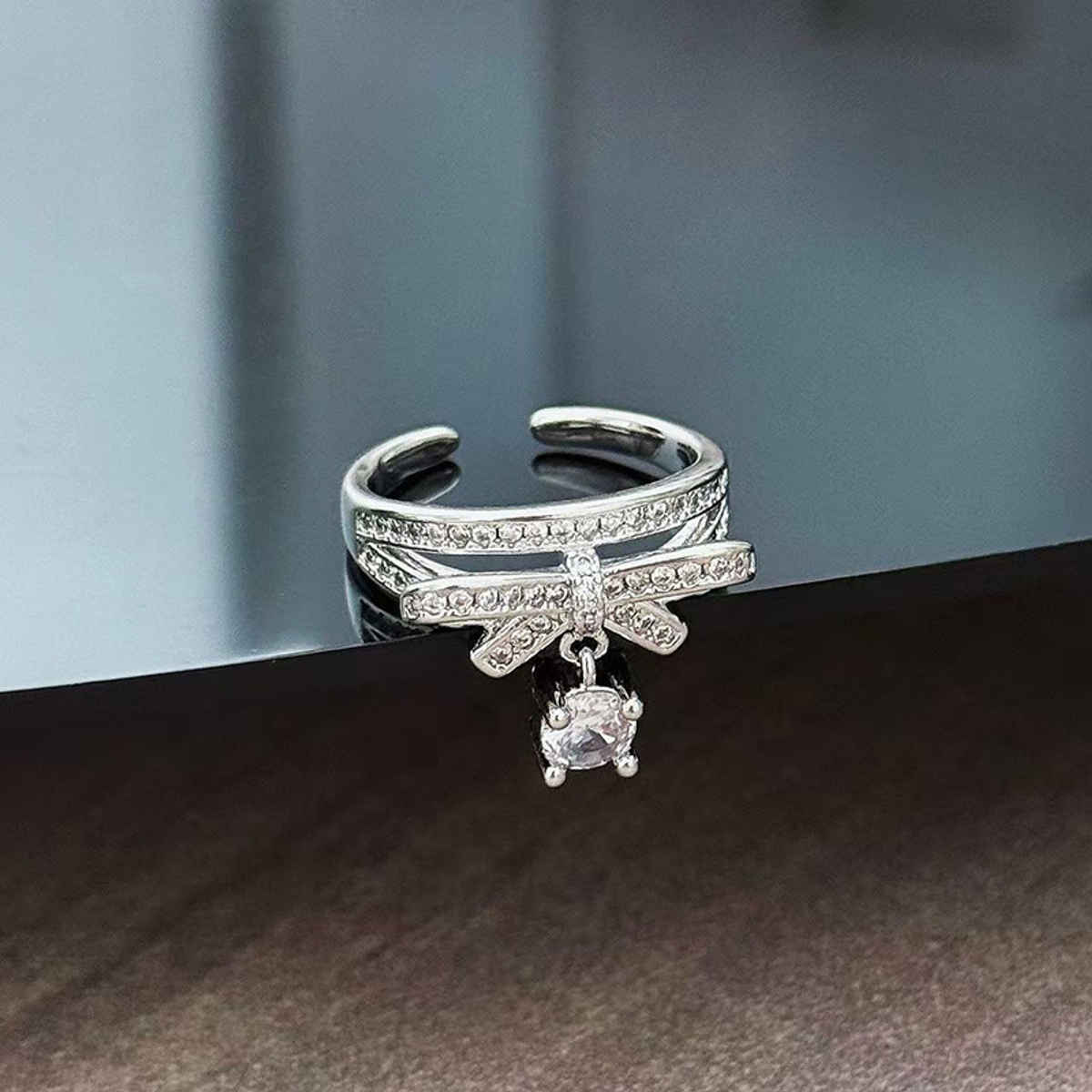 Beautynx Crystal Bow Elegance Ring | Silver | BNX-RNG-0030