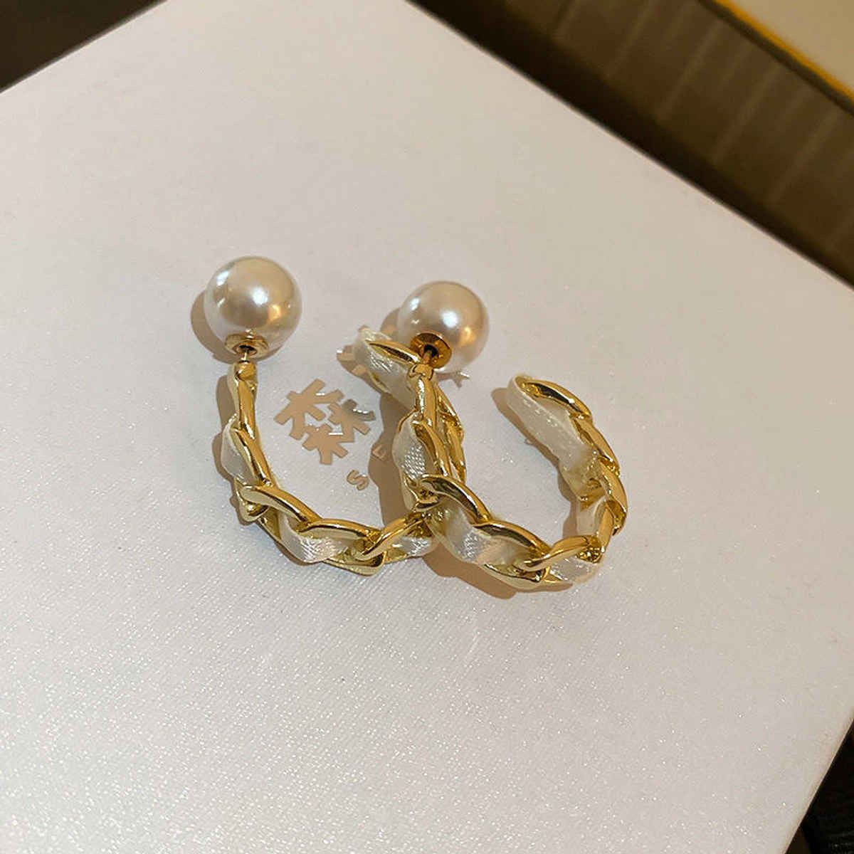 Beautynx Pearl Stud Textured Hoop Earrings | BNX-EAR-0081 - Gold