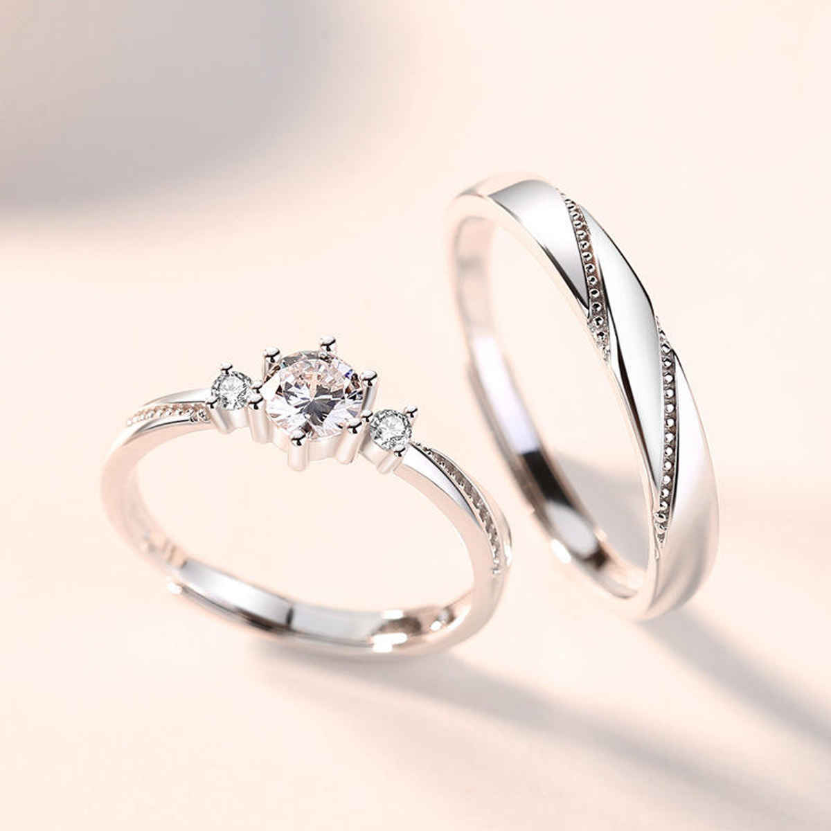 YouBella Silver Plated Heart Proposal Adjustable Couple Ring | YBRG-20312