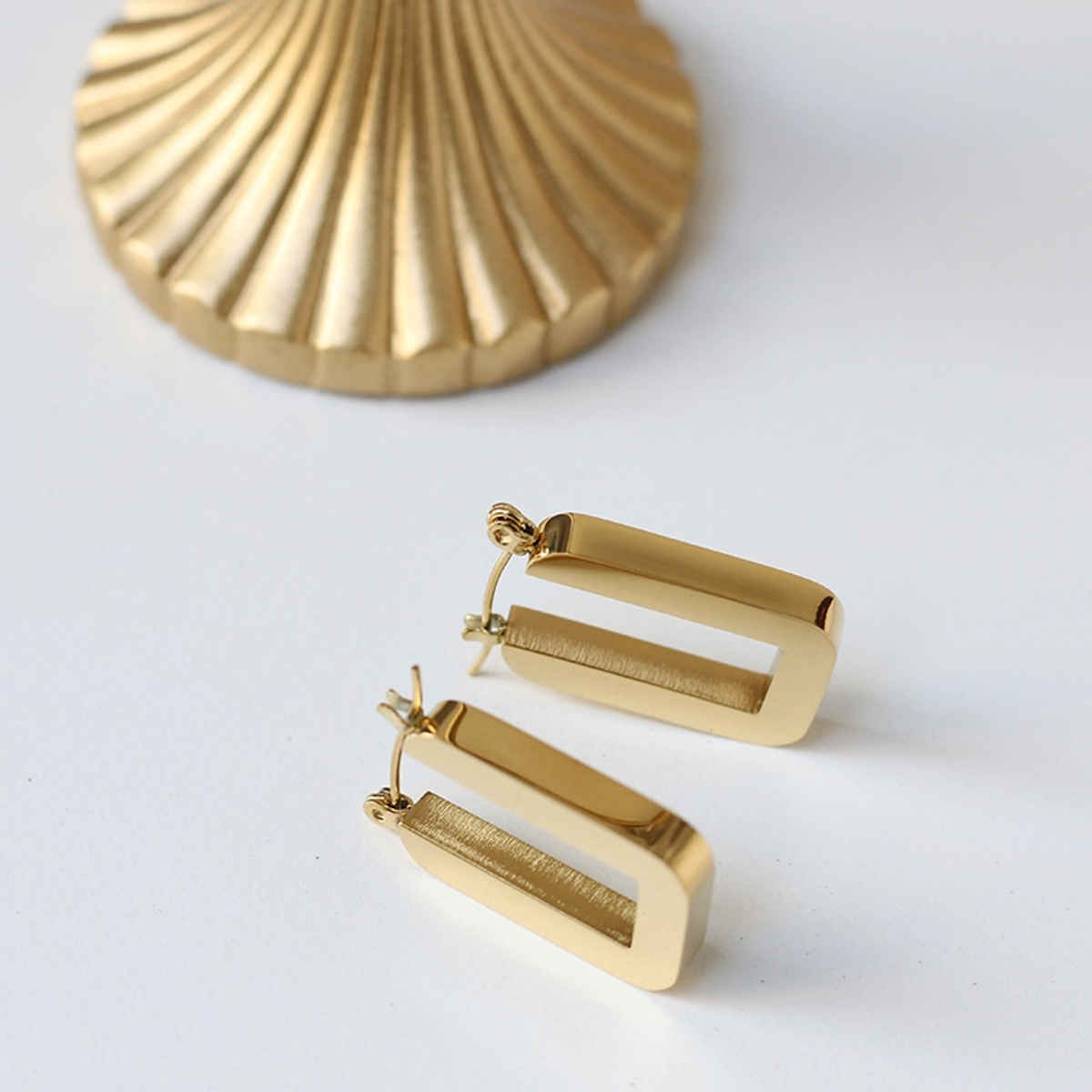 Just Lil Things Geometric Gold Square Hoop Earrings | jlt11680