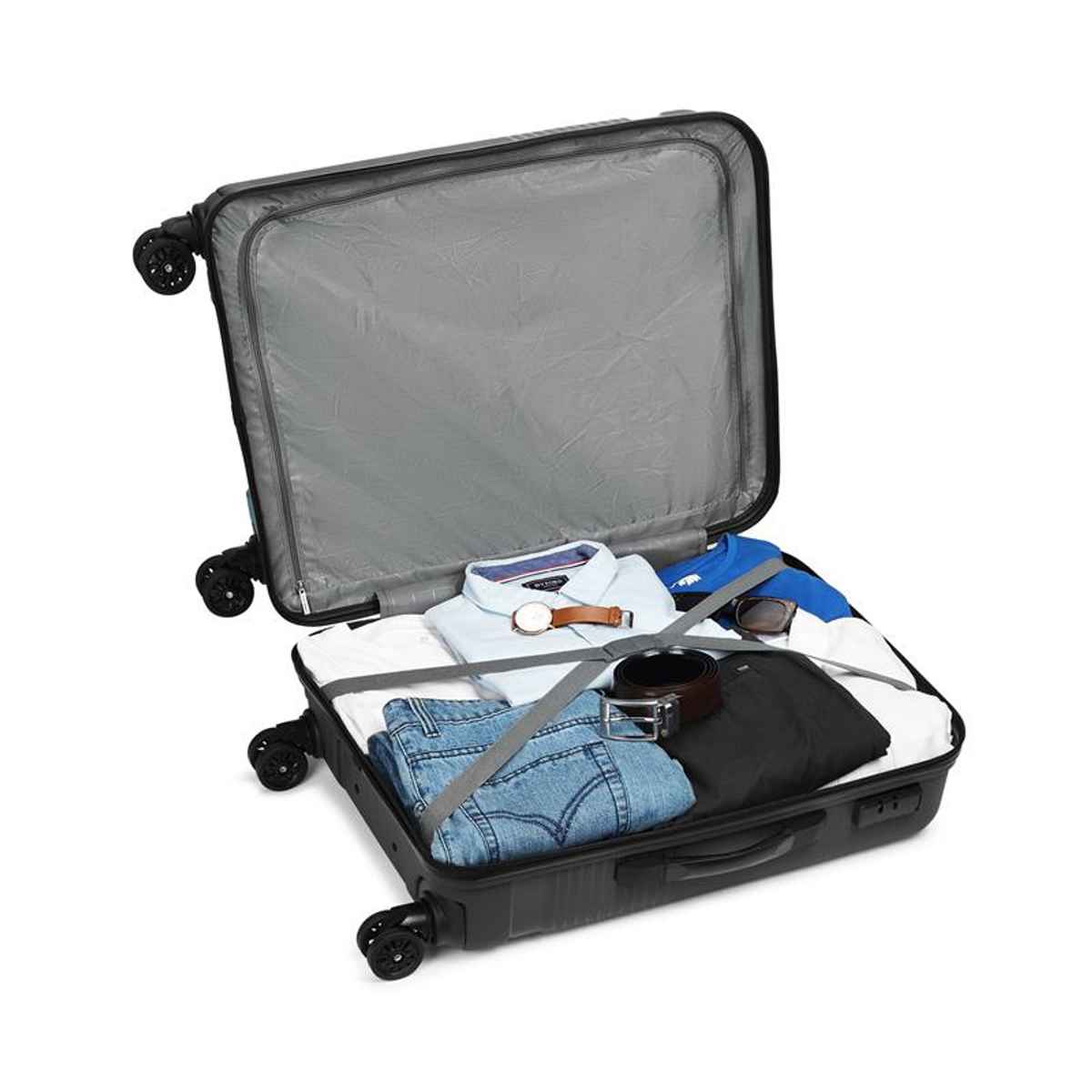 Safari Textured Polycarbonate Telescopic Cabin Luggage | Black - 56 cm