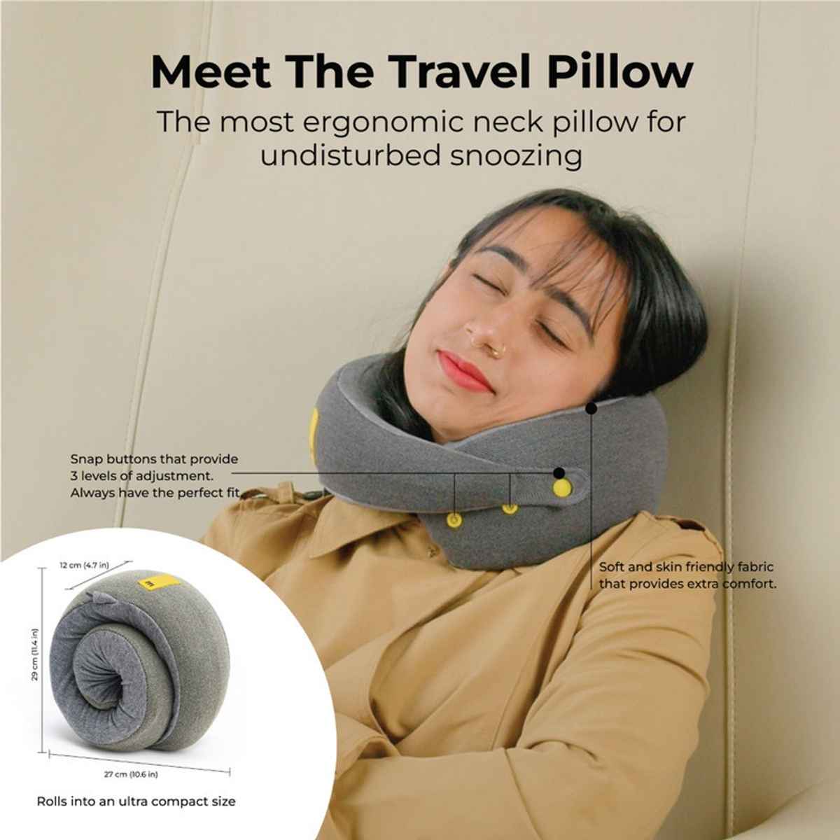 Mokobara Unisex Solid Cotton Neck Pillow | Cloud Forest - One Size