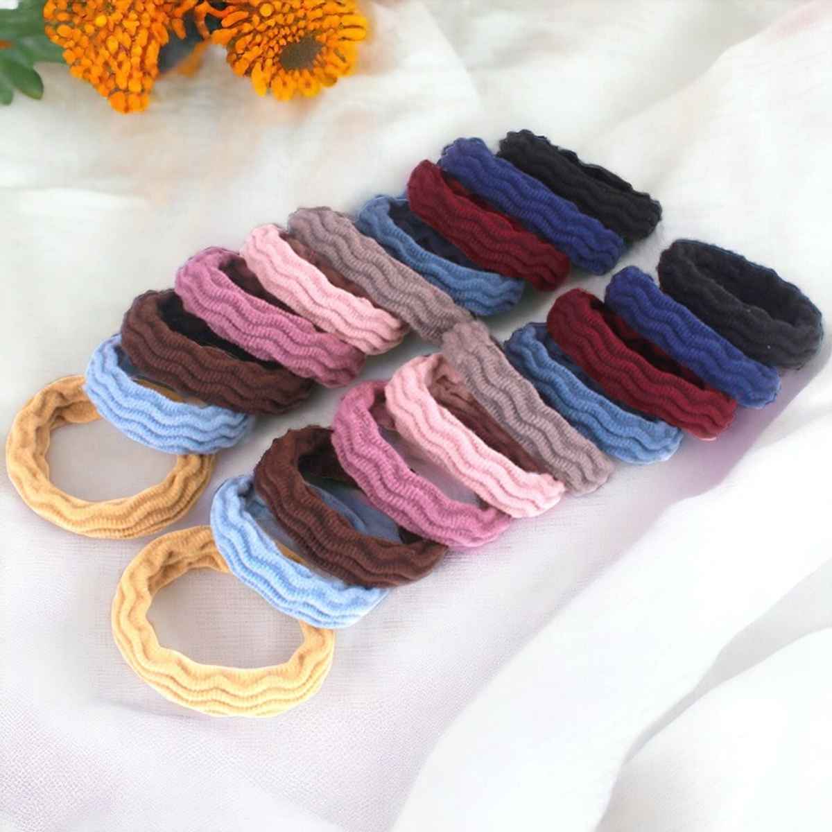 Jewels Galaxy Seamless Elastic Multicolor 20 Pcs Hair Ties