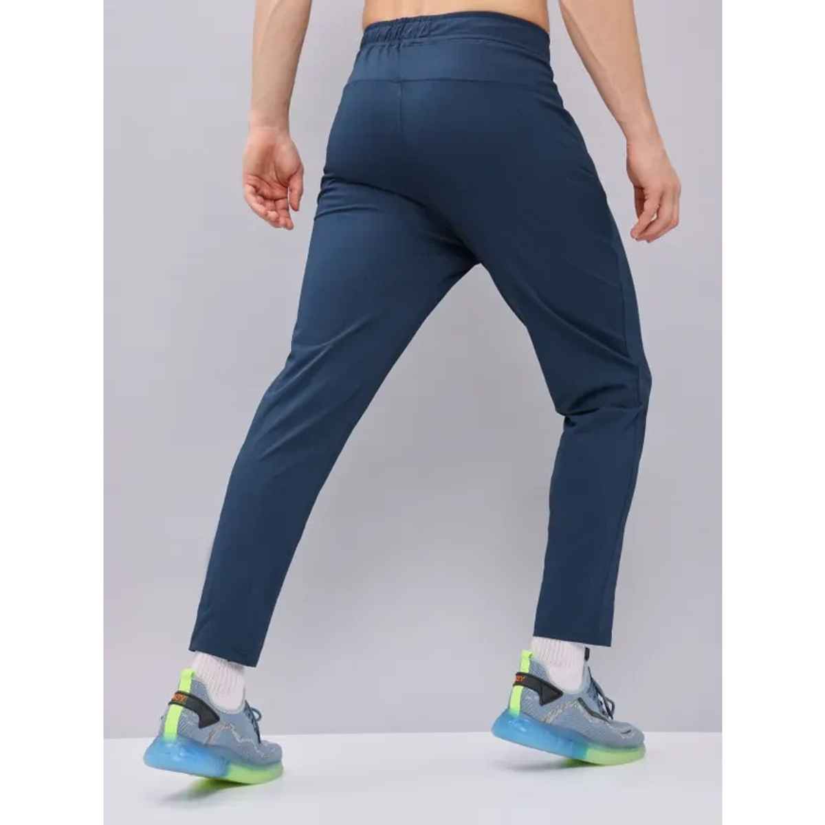 Technosport Men Poly Solid Relax Fit Sports Trackpants with ELASTO PLUS | Navy | XXL