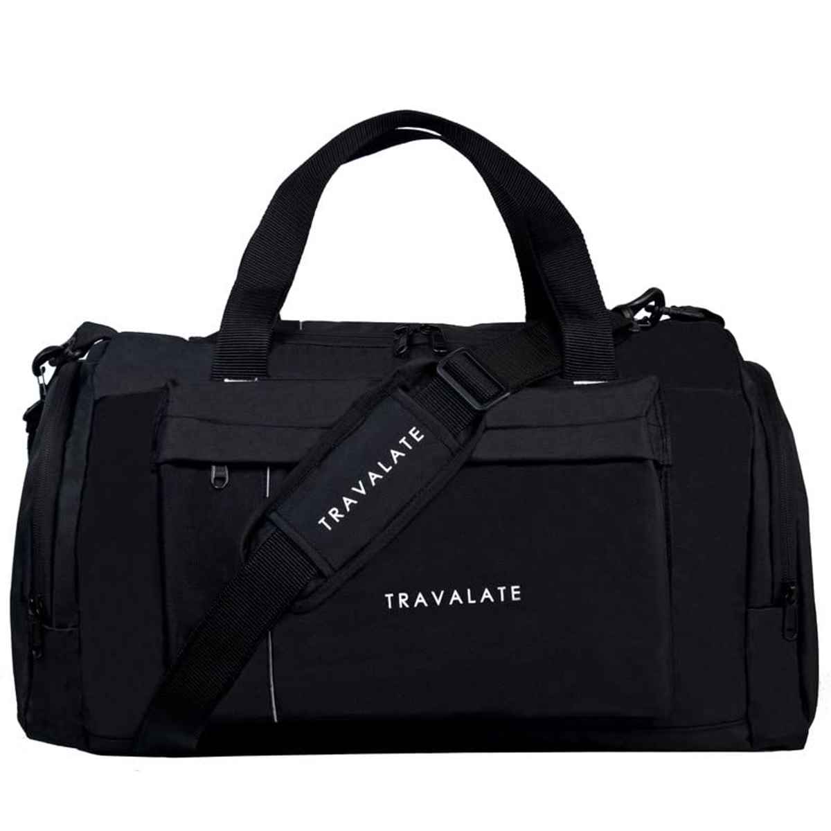TRAVALATE Polyester Travel Duffle Luggage Bag | Multi Pocket Ultra-Light | Black - 45 L