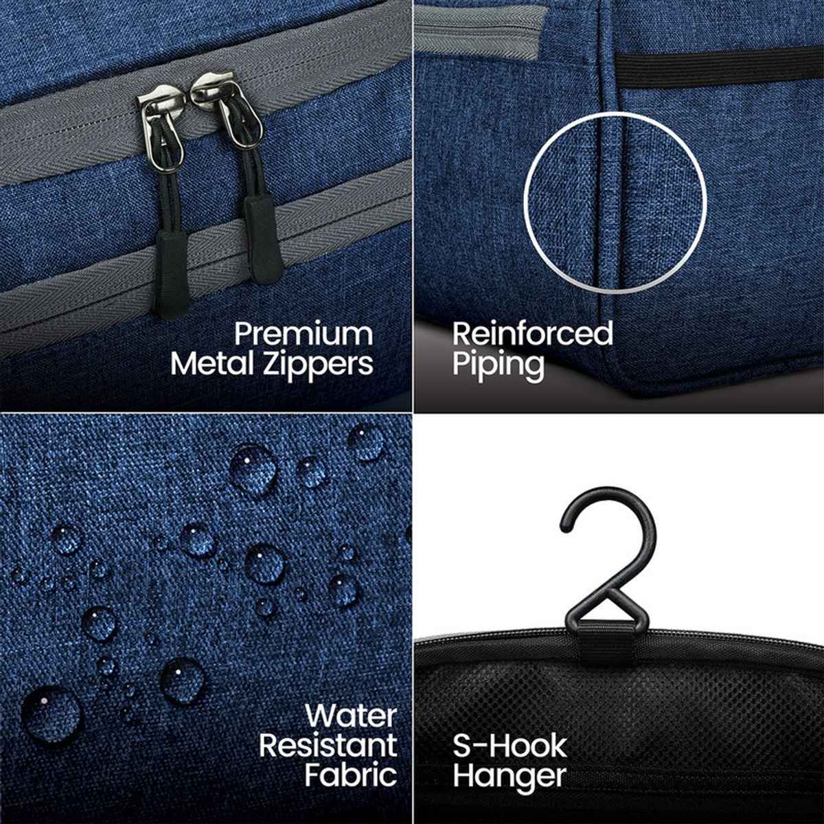 FATMUG Travel Toiletry Organizer | Hanging Dopp Kit for Men and Women | Navy Blue