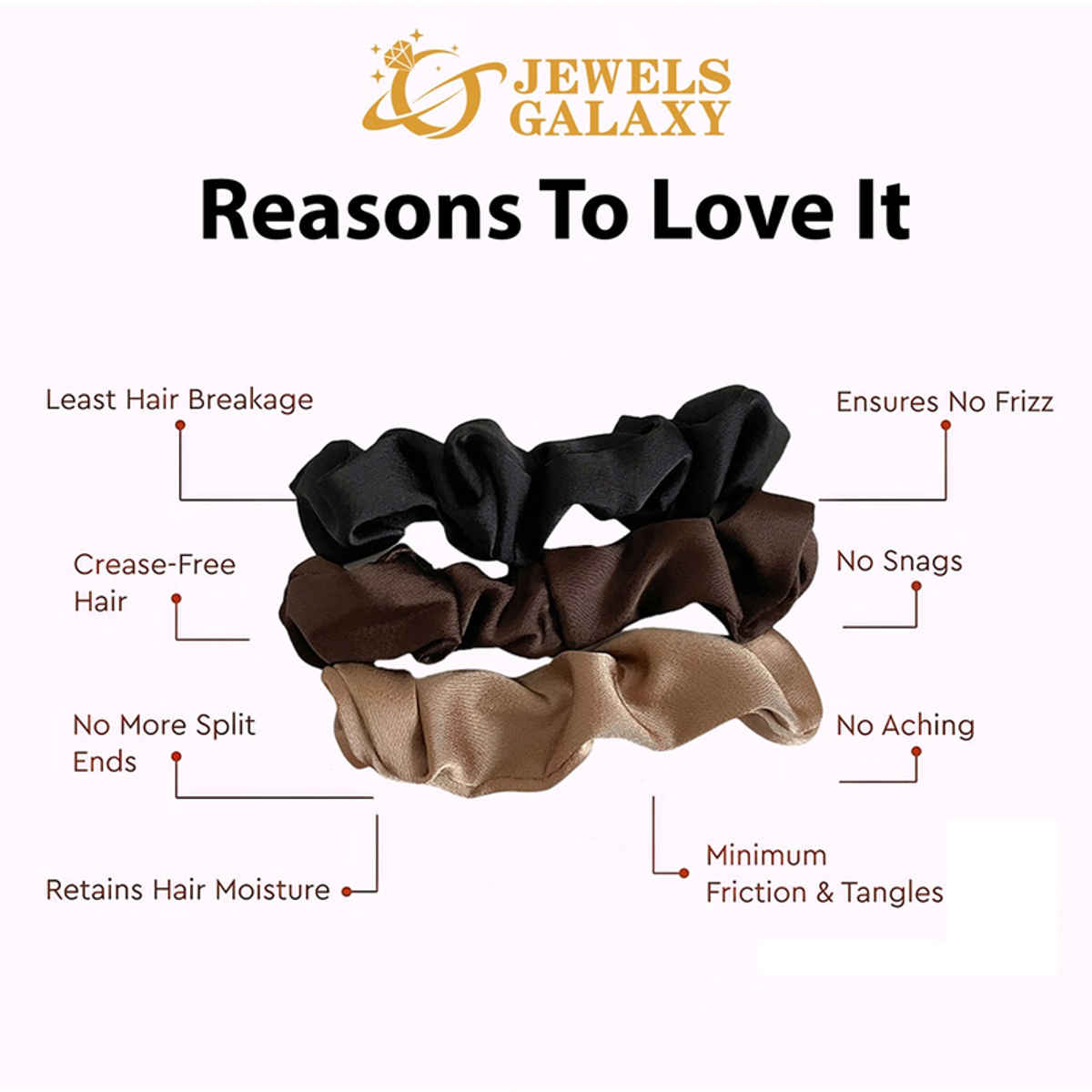 Jewels Galaxy Multicolor Regular-Use Satin Scrunchies